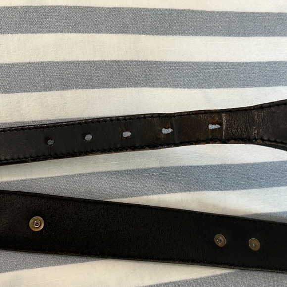 BLACK leather Brighton belt with silver buckle and accents - Picture 5 of 13